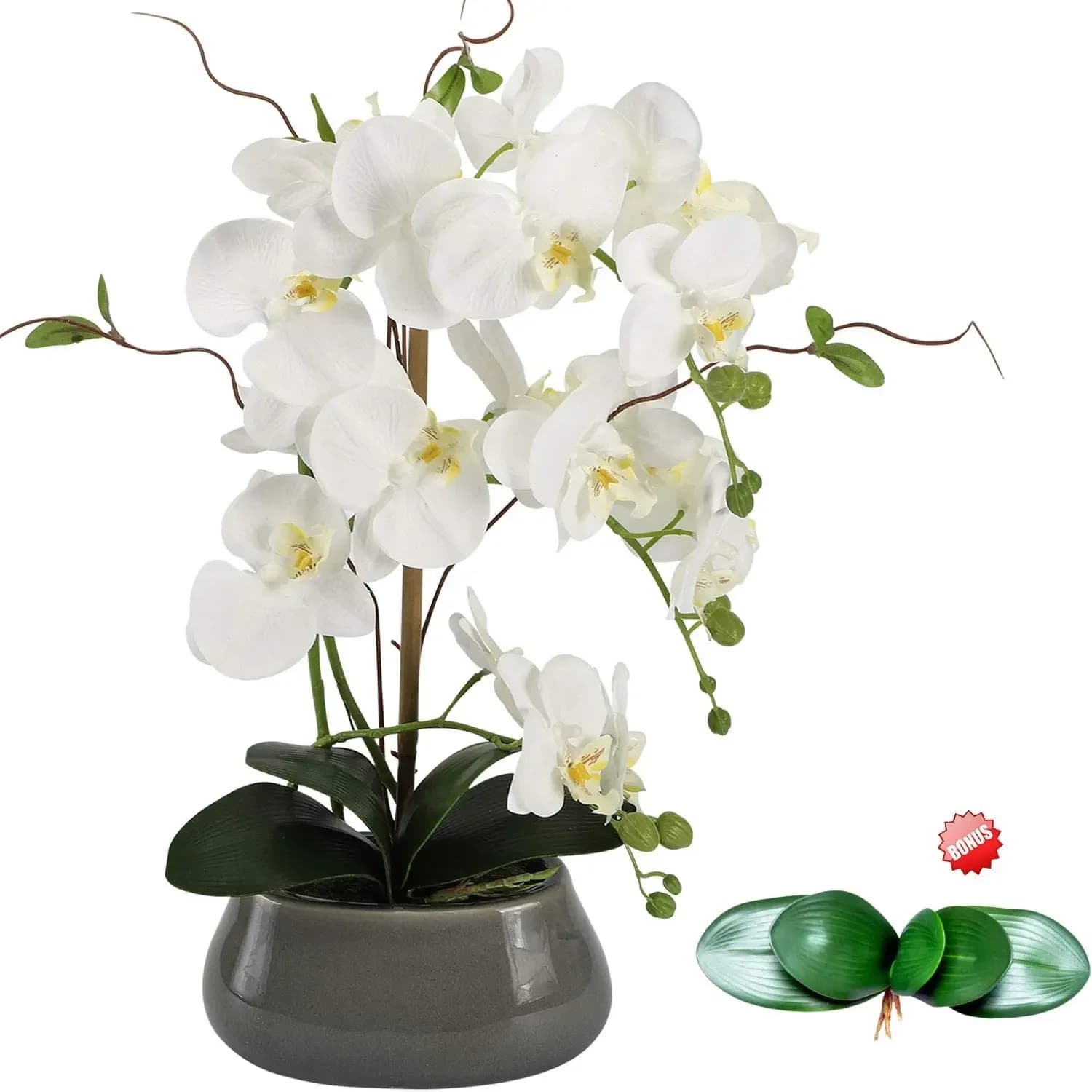 Artificial orchid flower centerpiece for dining table with decorations for fake silk pot plants