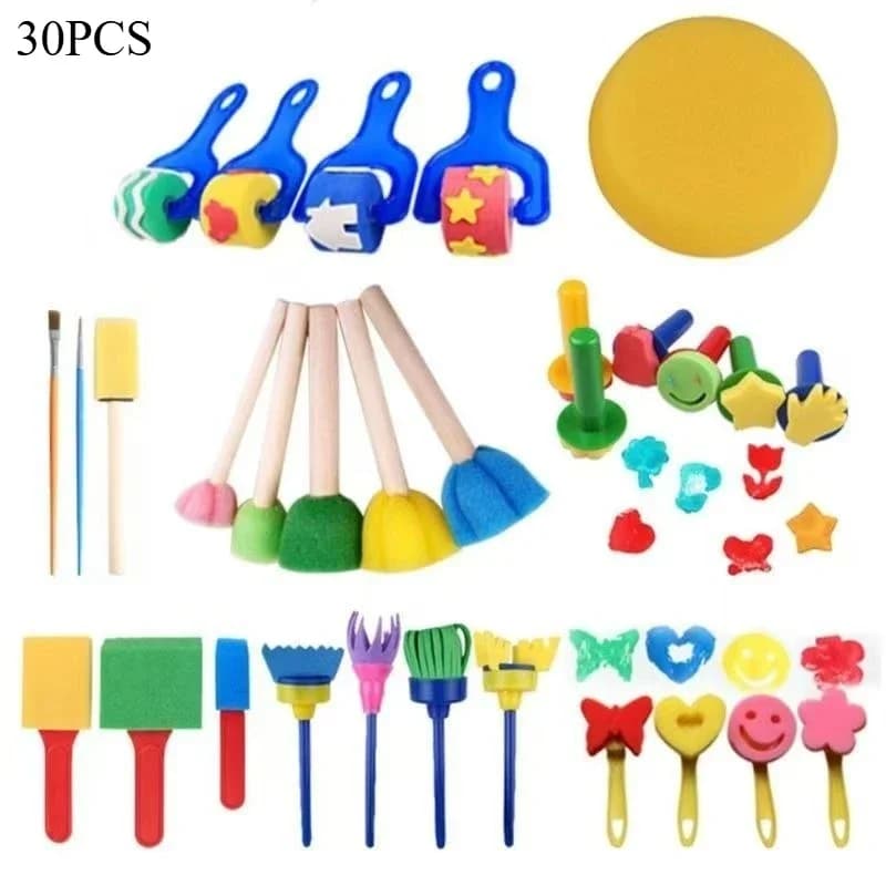 Set di 30 Spugne per Pittura Artistica per Bambini, Grandi Rulli Colorati in EVA per Graffiti