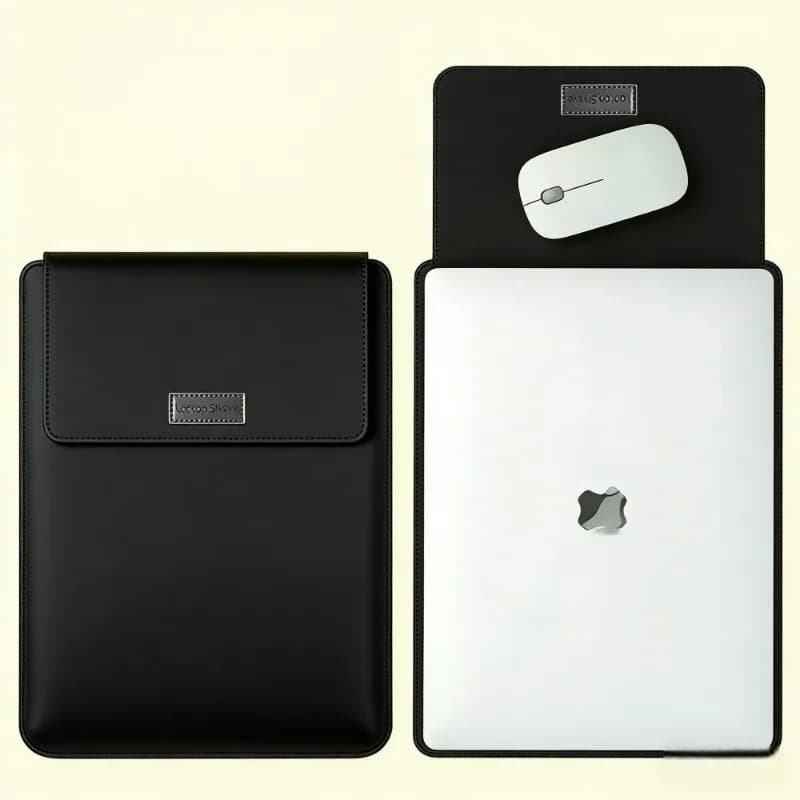 Custodia per laptop in pelle da 13-16 pollici, leggera, con tasca, borsa protettiva portatile per notebook, accessori da ufficio
