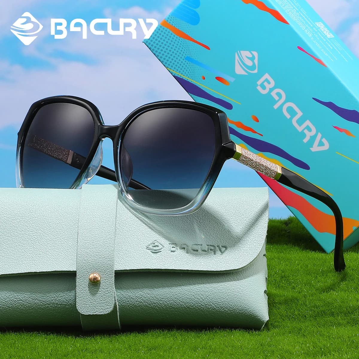 BACURY 1 pz occhiali da sole polarizzati da donna alla moda alla moda montatura grande comodi da indossare occhiali da passeggio da viaggio da guida da uomo