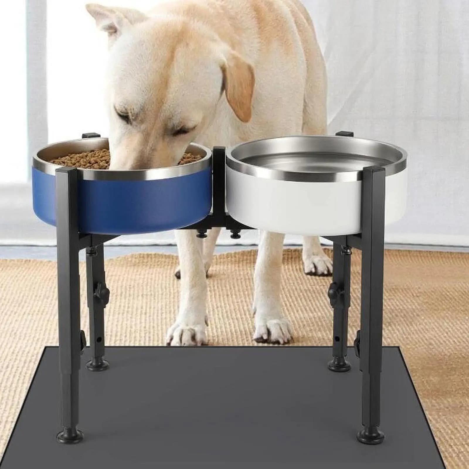 Multi Size Elevated Dogs Bowls Stand Adjustable Height Iron Feeder Rack Portable Pet Food Holder for Cats or Dogs