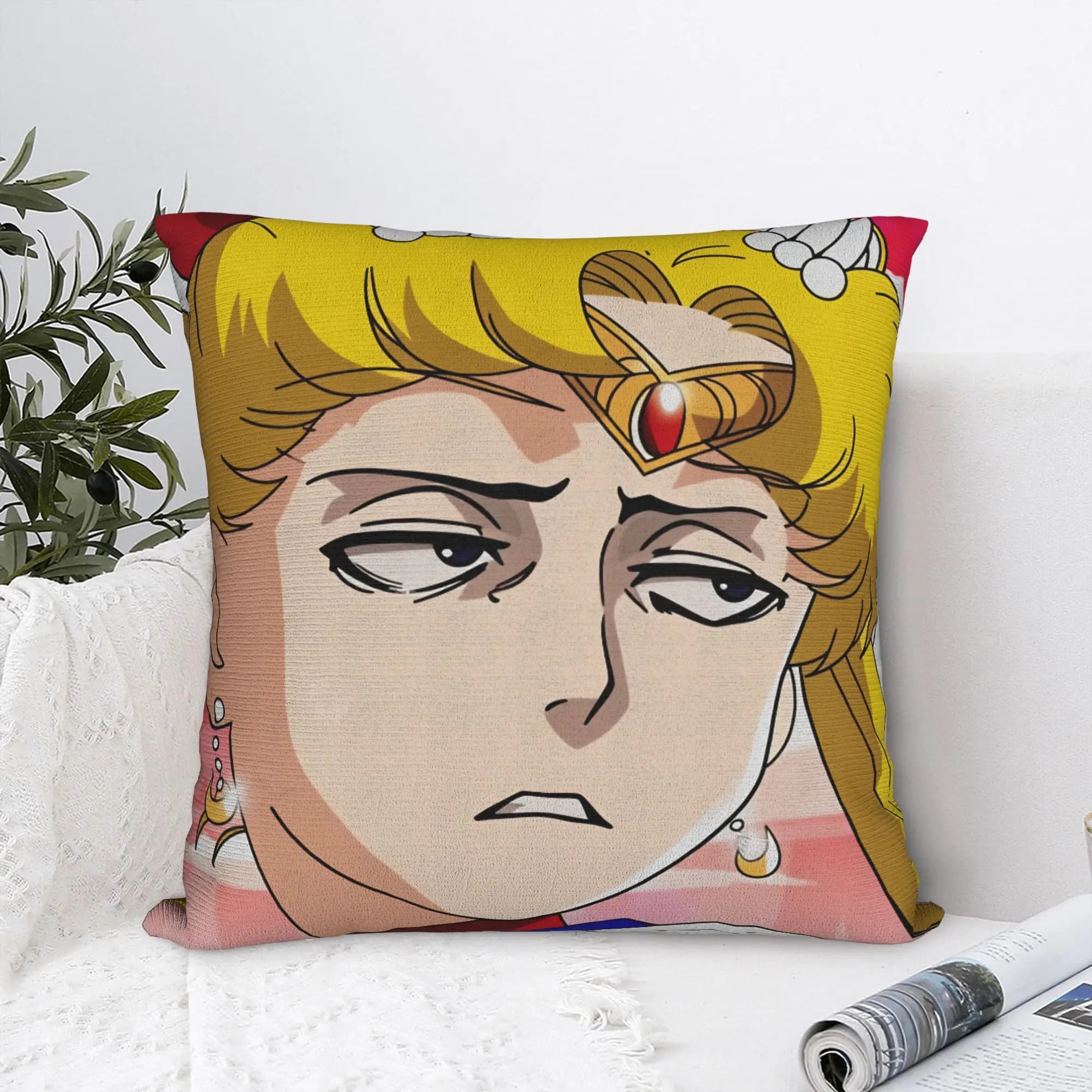 Federa per cuscino Sailor Moon Kawaii Meme, federa divertente, comoda, per divano del soggiorno