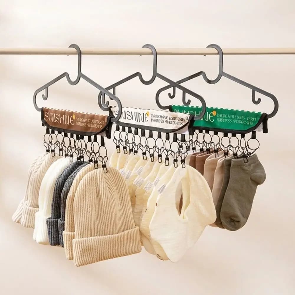 Organizzatore per Cappelli da Baseball con 10 Clip, Porta Cappelli Pieghevole Salvaspazio, Appendiabiti Portatile con Clip per Asciugamani