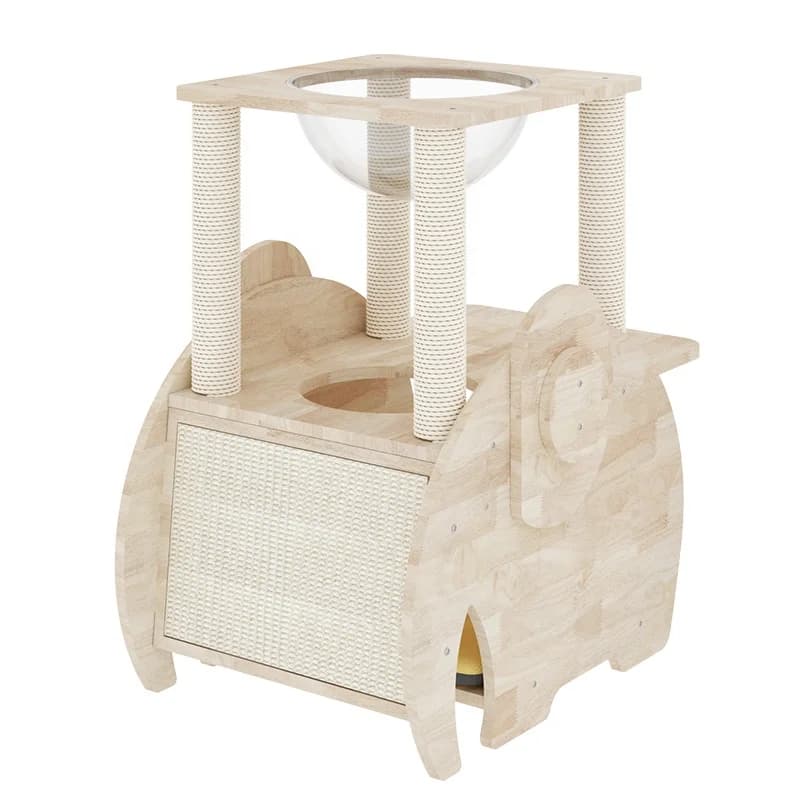 Albero per gatti grande dal design adorabile, torre a forma di elefante, albero per gatti Xxl di lusso in legno, casa per gatti multilivello