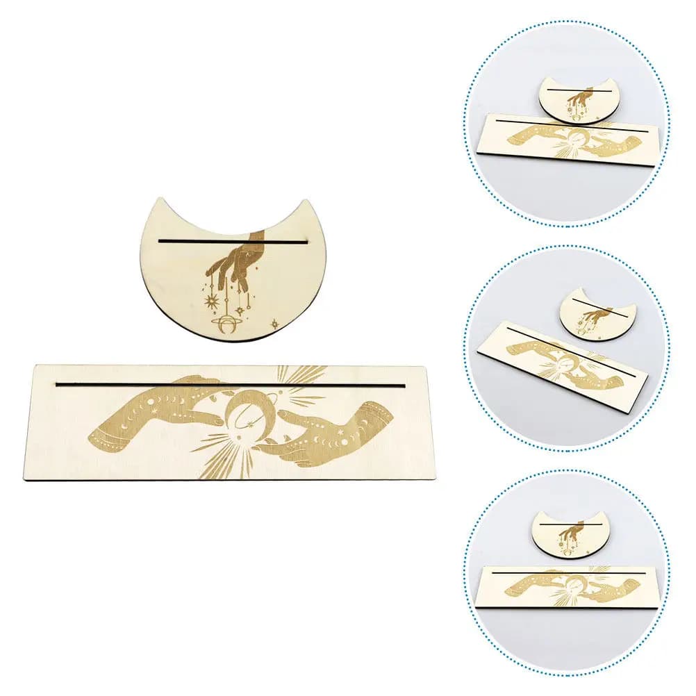 Set di Supporti in Legno per Carte dei Tarocchi con Fasi Lunari, Strumento per Divinazione, Accessori per Rituali Wiccan, Espositore Decorativo