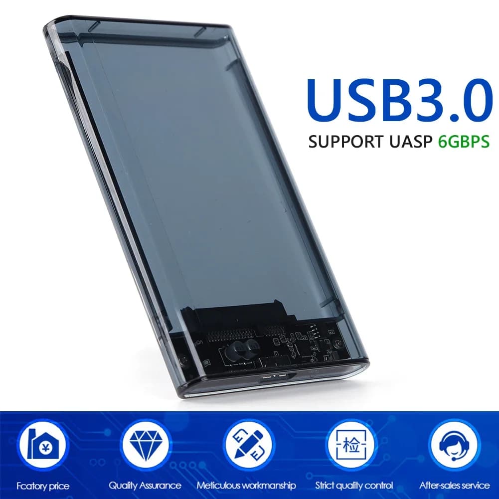 RAGEER 2.5 External Hard Drive Enclosure USB 3.0 to SATA Clear Tool Free Hard Disk Case for 7mm/9.5mm HDD/SSD 5Gbps Support UASP