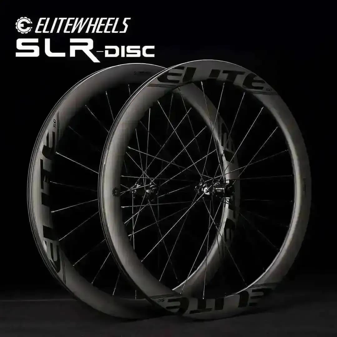 Ruote per Bici da Strada in Carbonio ELITEWHEELS SLR con Freno a Disco, Sistema a Cricchetto RD13 36T, Clincher Tubeless 700c per Ciclocross