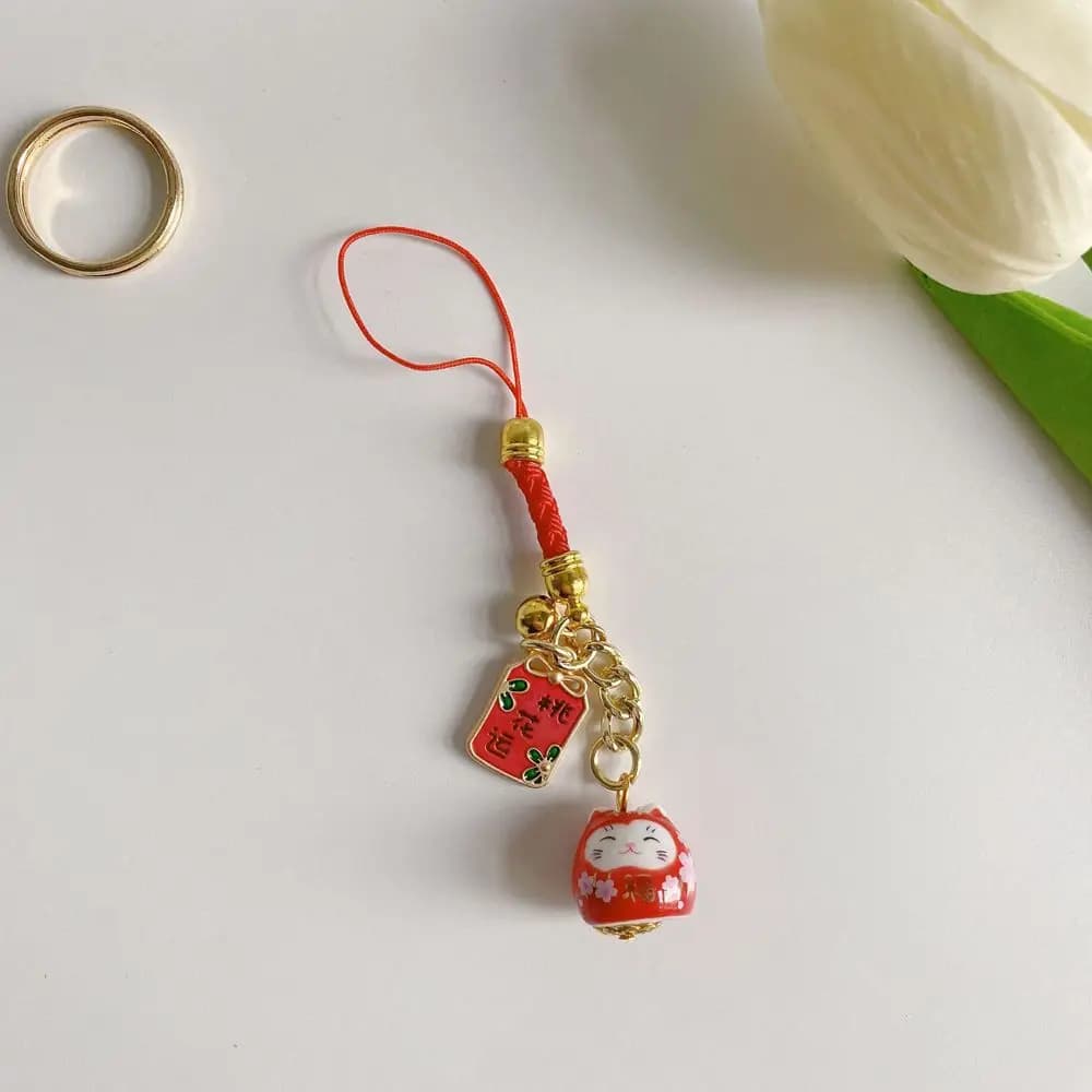 Mini Japanese Sakura Cat Car Key Accessories Charm Funny Korean Style Key Ring Bag Accessory Cute Key Chain Bag Pendant