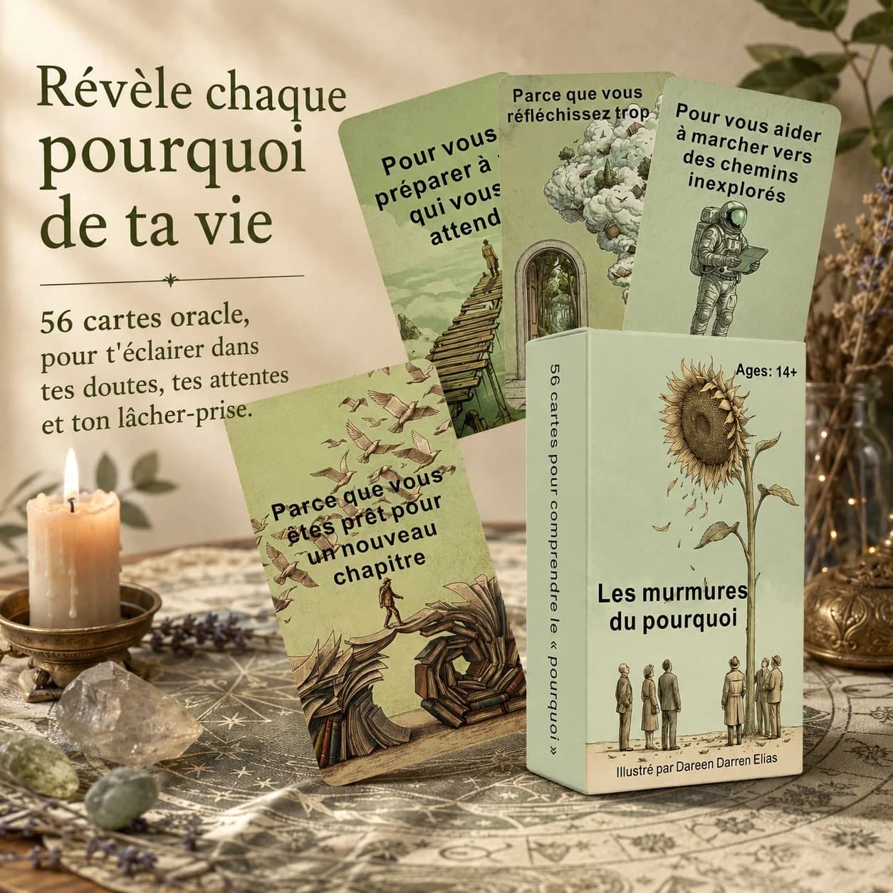 56 carte Oracle francesi, mazzo di tarocchi per divinazione, guida alla vita, regalo dei sussurri cosmici, strumento per la meditazione, intuito spirituale