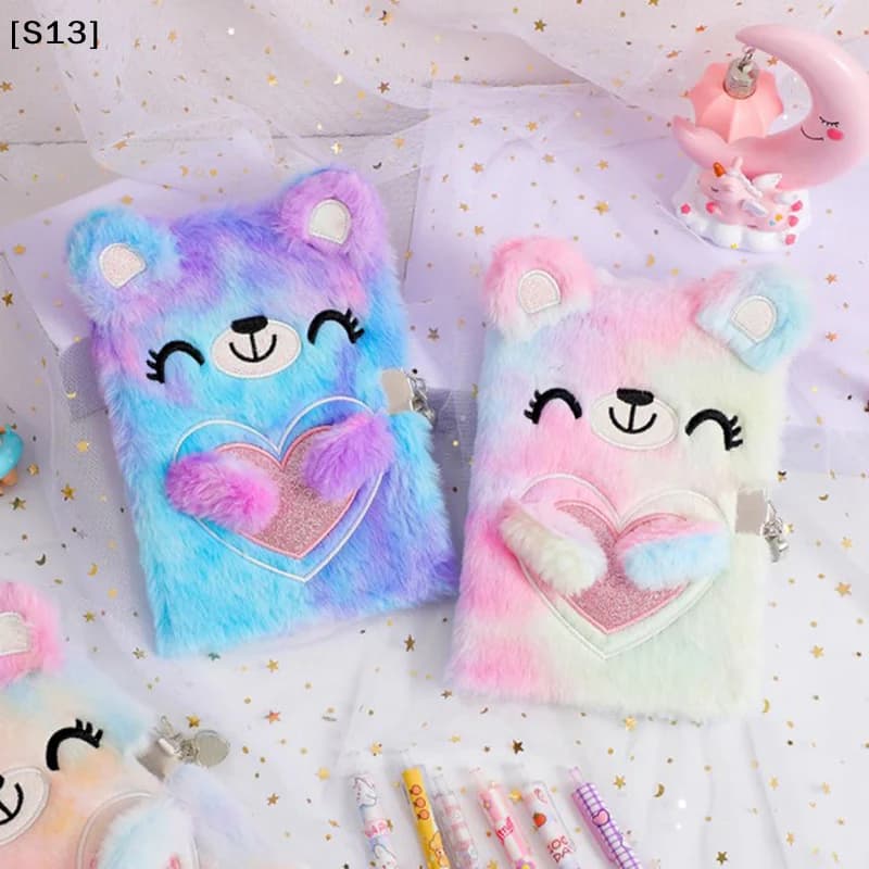Quaderno a forma di orsetto con lucchetto, diario Kawaii A5, agenda, organizer, meraviglioso quaderno in peluche, quaderno scolastico [S13]