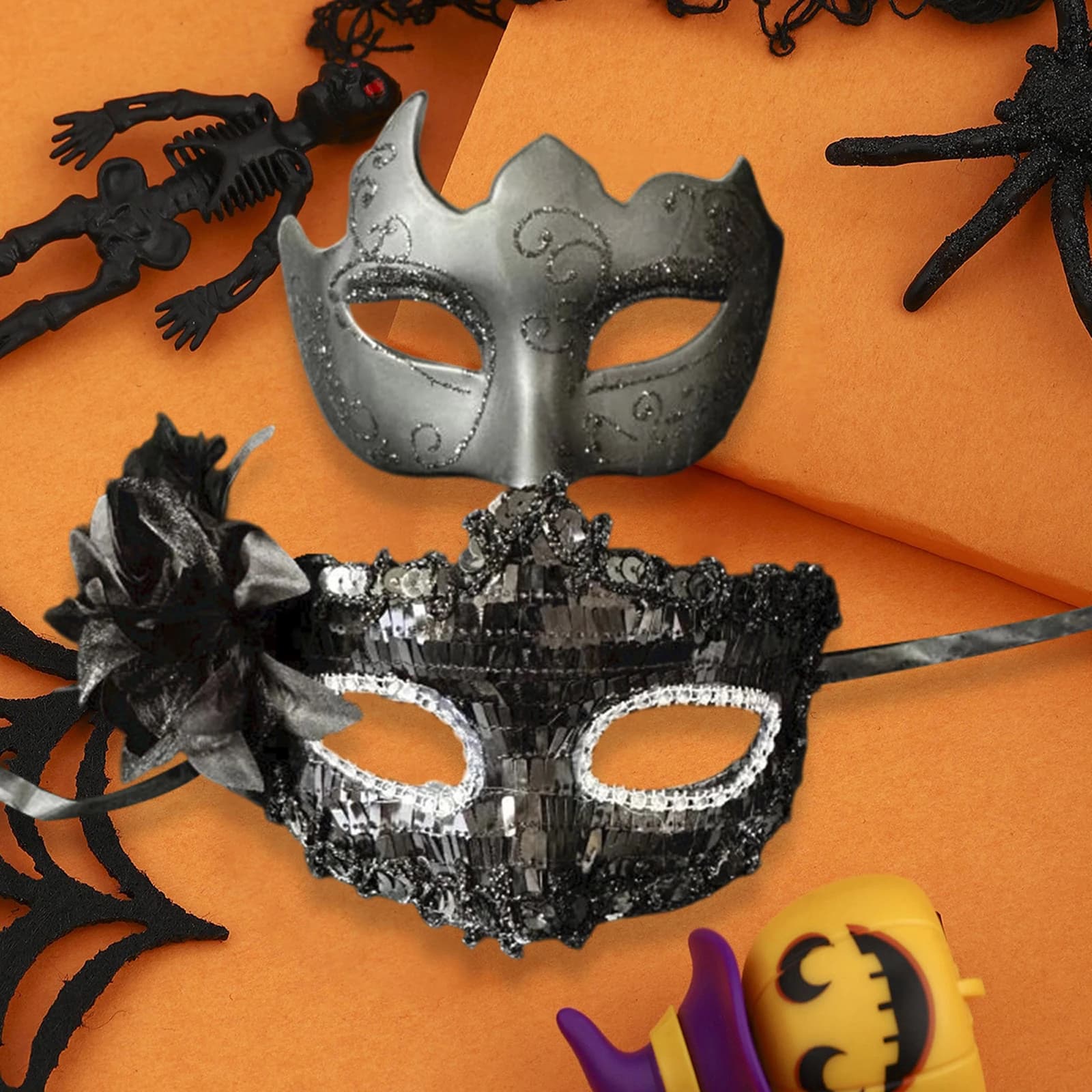 Uomo Donna Masquerade Facewear Squisito glitter Piuma Mezza faccia Facewear Copricapo cosplay di Halloween