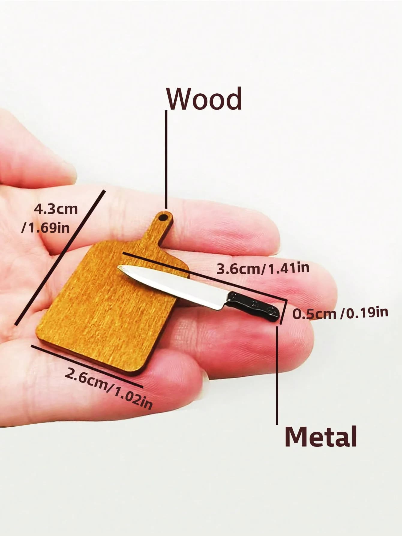 Miniature Kitchen Set for Doll House: Cutlery, Fruit Knife, Mannaia, Steak Model, Tablet - Miniature Toy for Doll House 1:6/1:12