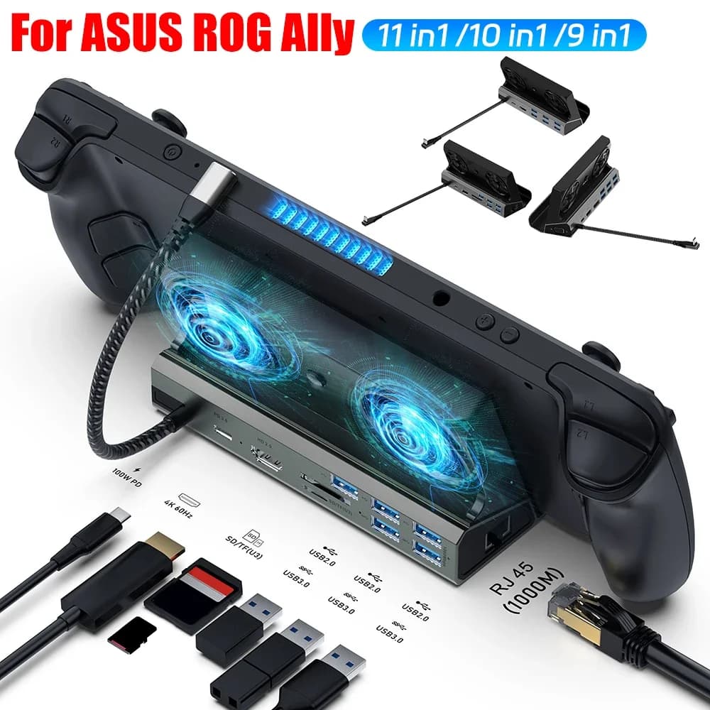 Dock Console Hub Docking station USB C compatibile HDMI 4K 60Hz Dock Stand Gigabit Ethernet 1000Mbps PD 100W RJ45 per Steam Deck