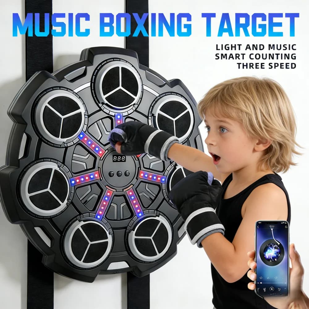 Smart Music Boxing Machine for Boys and Girls, Upgraded Design, Wall-Mounted Boxing Trainer, with Boxing Gloves and Boxing Target, Suitable for Home, Indoor, and Gym Use, Electronic Boxing Pad, Agility Training Equipment, Gift.