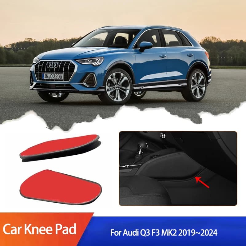 For Audi Q3 F3 MK2 2019~2024 2020 2021 2022 Car PU Lether Center Control Leg Knee Rest Cushions Elbow Pad Thigh Support Cushion
