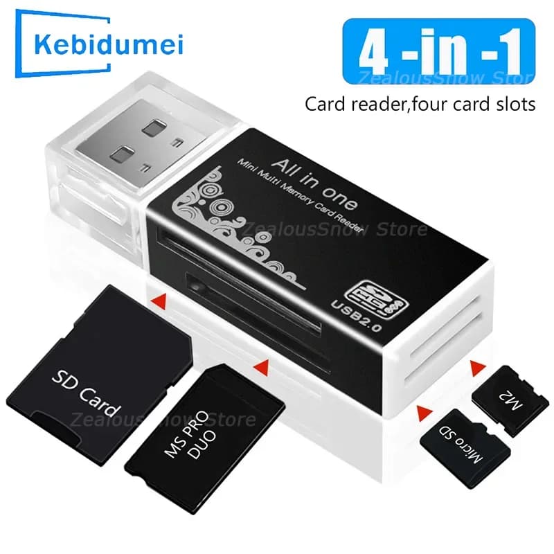 Lettore di schede Adattatore per lettore di schede di memoria USB 2.0 a 4 porte per Memory Stick Pro Duo Lettore di schede Micro SD/T-Flash/M2/MS per PC portatile