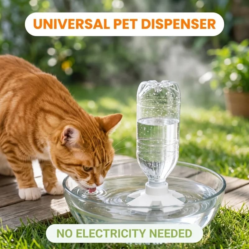 Portable Automatic Pet Water Dispenser No Electricity 3mm Caliber Feeder Adapter Fits Most Pet Bowls Home Travel Outdoor Use