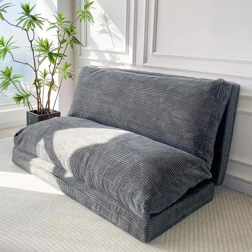 Extra Thick and Long Bed Sofa with Washable Cover, Grey, 39x95 Inches