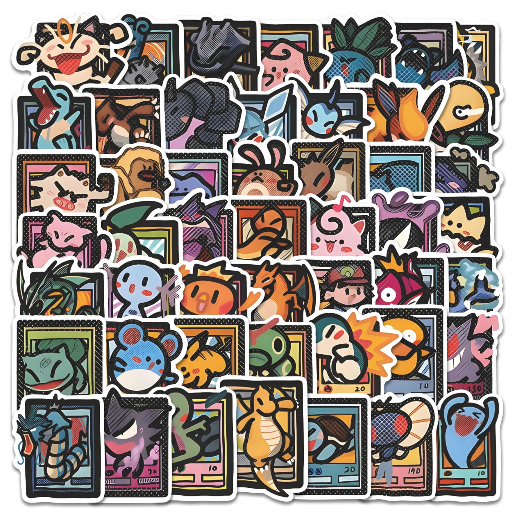 50 pezzi divertente adesivo per carta Pokémon cartone animato carino anime decorazione custodia per cellulare adesivo regalo giocattolo skateboard per notebook impermeabile