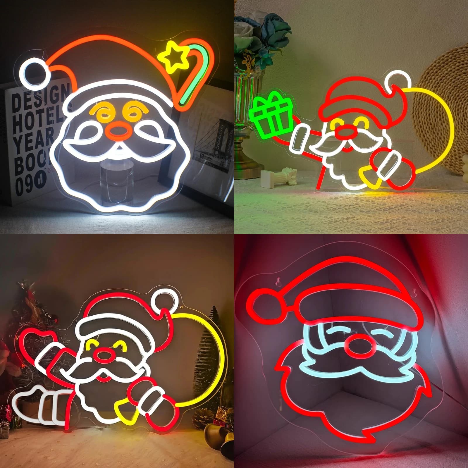 Insegna al neon di Babbo Natale per la decorazione della parete Luci a LED di Natale Decorazione della stanza anime per la celebrazione della festa Lampada USB per bar della camera da letto di casa