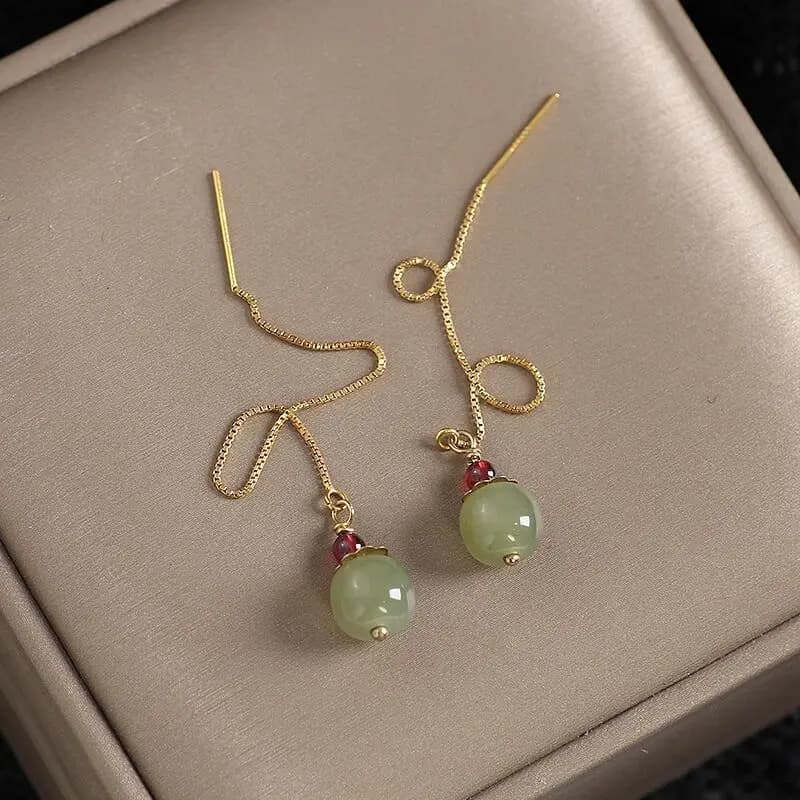 Orecchini VENTFILLE in giada Hetian color oro per donna, gioielli rotondi verdi, regalo per ragazze, dropshipping, vendita all'ingrosso