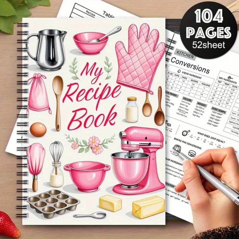 1 notebook of recipes A kitchen planner with nice kitchen motifs and pastel diary for domestic kitchens and meal planners