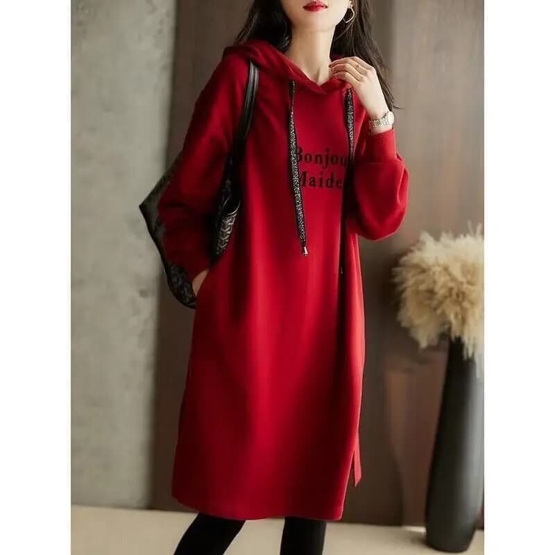 Autunno inverno elegante moda Harajuku vestito donna sciolto tutto abbinato Vestidos De Fiesta manica lunga lettera stampa vestiti femminili