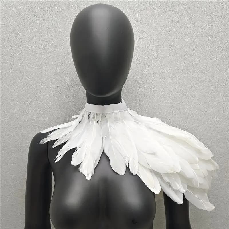 Scialli di Halloween Snood bambini stile gotico vestito mantello Cosplay collo sciarpe donna sciarpa bianca Y2k piuma scialle festa di nozze