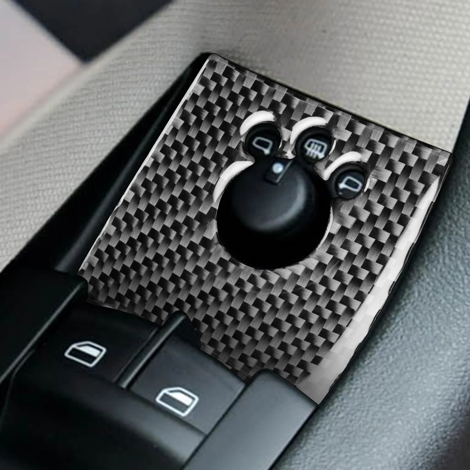 For Audi A3 S3 RS3 8P 2006-2013 Carbon Fiber Door Power Mirror Cover Control Panel Accessories Auto Decoration Interior Sticker