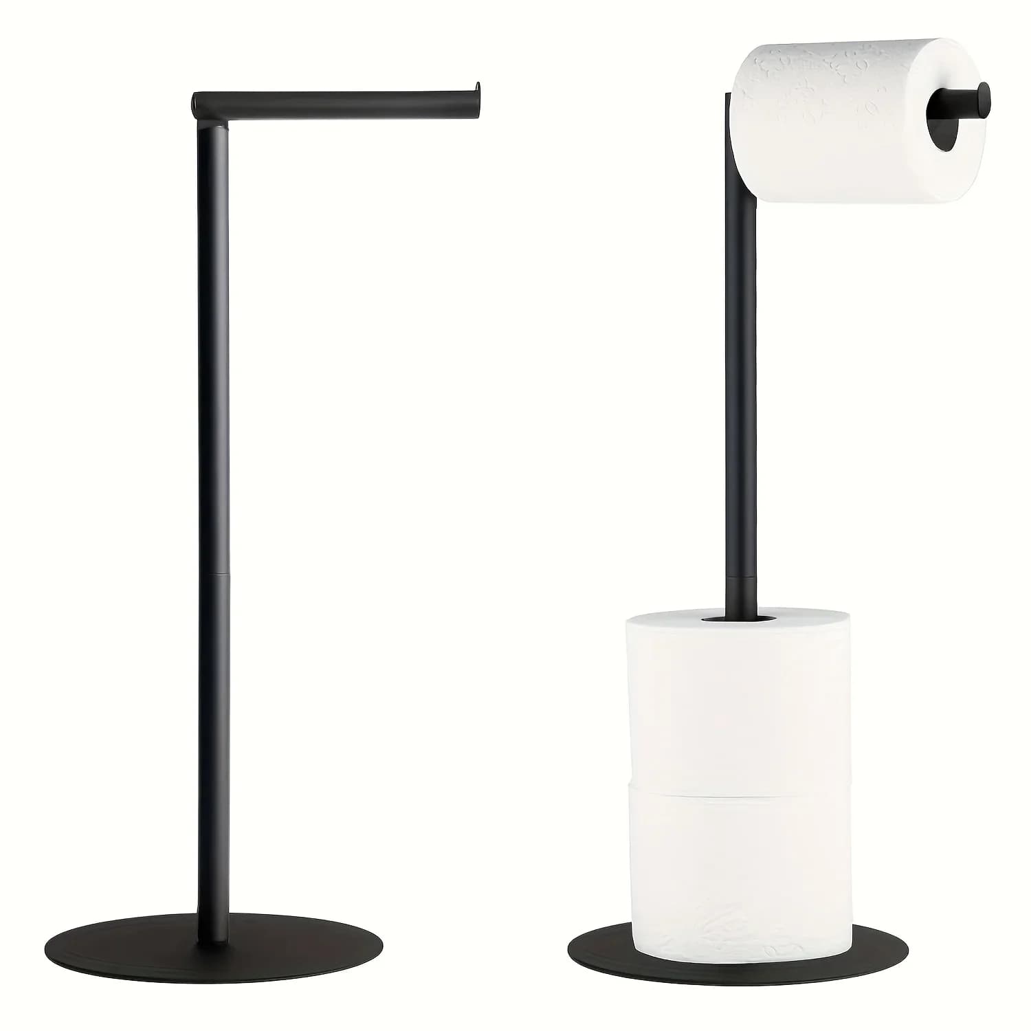 Free Standing Toilet Paper Holder Stainless Steel No Drilling Weighted Stable Base for Bathroom RV ect