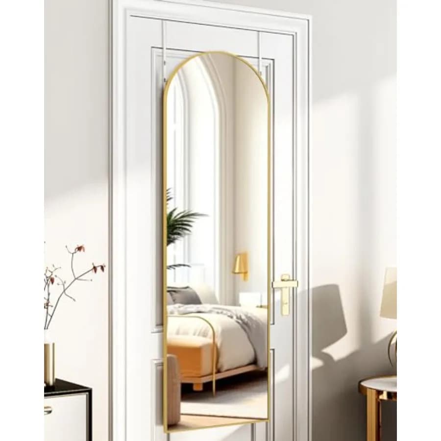Specchio a figura intera da appendere alla porta, 48"x14", per bagno, camera da letto e soggiorno, con serratura