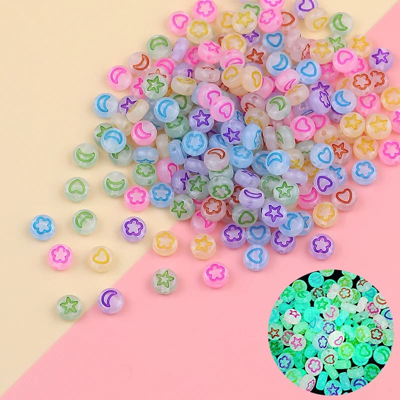 4x7mm transparent color luminous star round acrylic bead moon spacer bead Diy jewelry to make bracelet necklace accessories