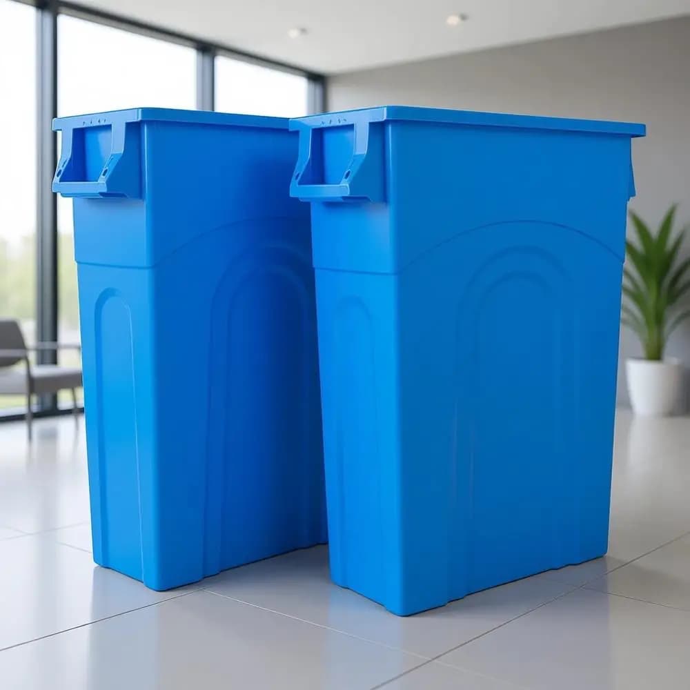 Contenitore per Riciclaggio Sottile da 23 Galloni per Uso Interno o Esterno, Facile Rimozione Sacchi, per Riciclare Plastica e Contenitori Blu