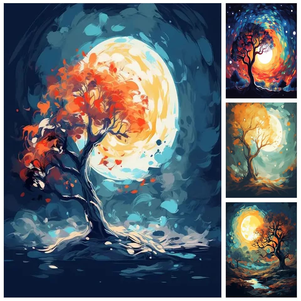 Kit punto croce albero foresta al chiaro di luna Pittura diamante 5D Kit pittura artistica diamante Decorazione domestica regalo fatto a mano