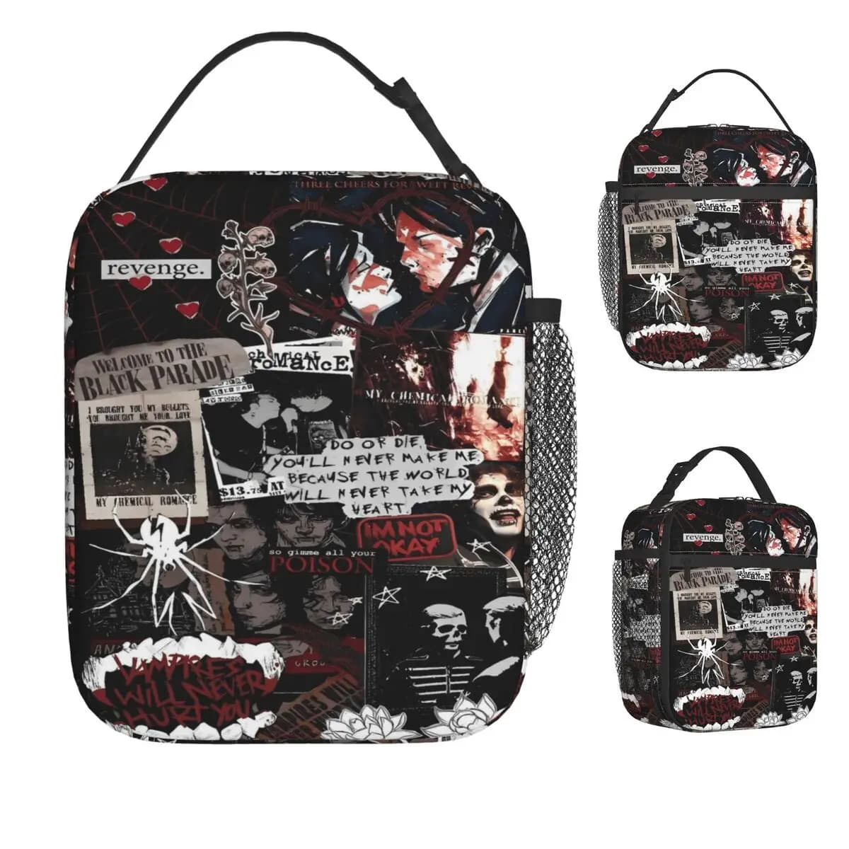 My Chemical Romance Danger Days Spider Borsa per il pranzo Borsa per il pranzo estetica per il lavoro per adulti Borsa termica portatile Stampa Tote Borse per alimenti