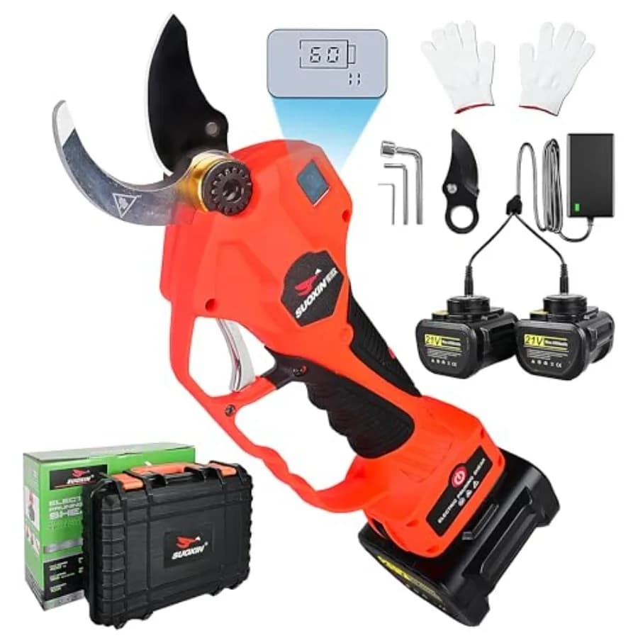 Powerless Electric Scissors, Cutting Diameter 3cm, SK5 Blade, 2 Batteries 21V 4500mAh, Lightweight and Ergonomics for Garden and Trees