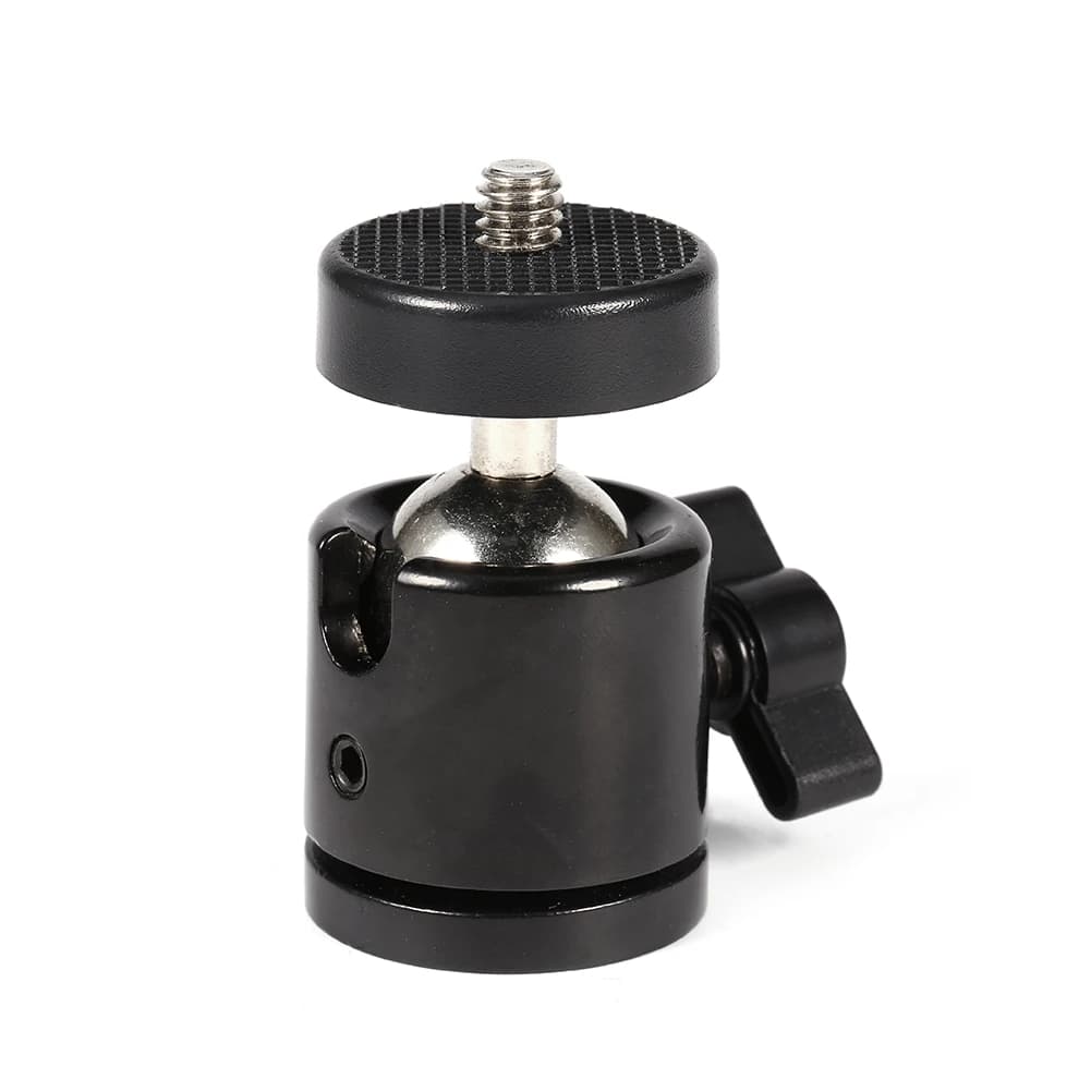 Testa a Sfera Girevole a 360 Gradi Nuova 360 ° Mini supporto con testa a sfera per treppiede per fotocamera da 1/4 di pollice e supporto flash da 3/8 di pollice