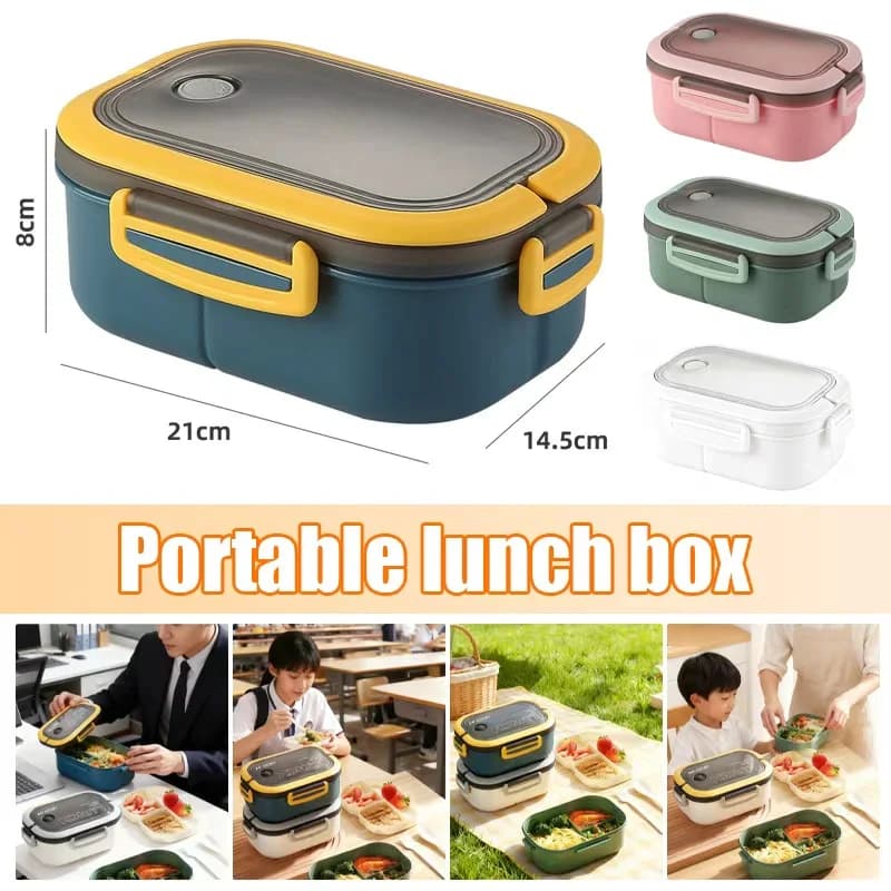 Scatola per il pranzo a doppio strato Scomparto portatile Scatola per alimenti per frutta Scatola per il pranzo al microonde con forchetta e cucchiaio Scatola per picnic fresca da cucina