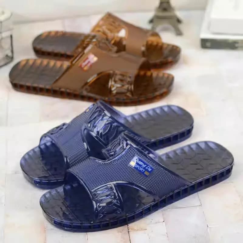 Men's Anti-Odor Cow Tendon Slippers Home Bathroom Rubber Bottom Anti-Slip Plastic Slippers Wear-Resistant Indoor Outdoor Sandals