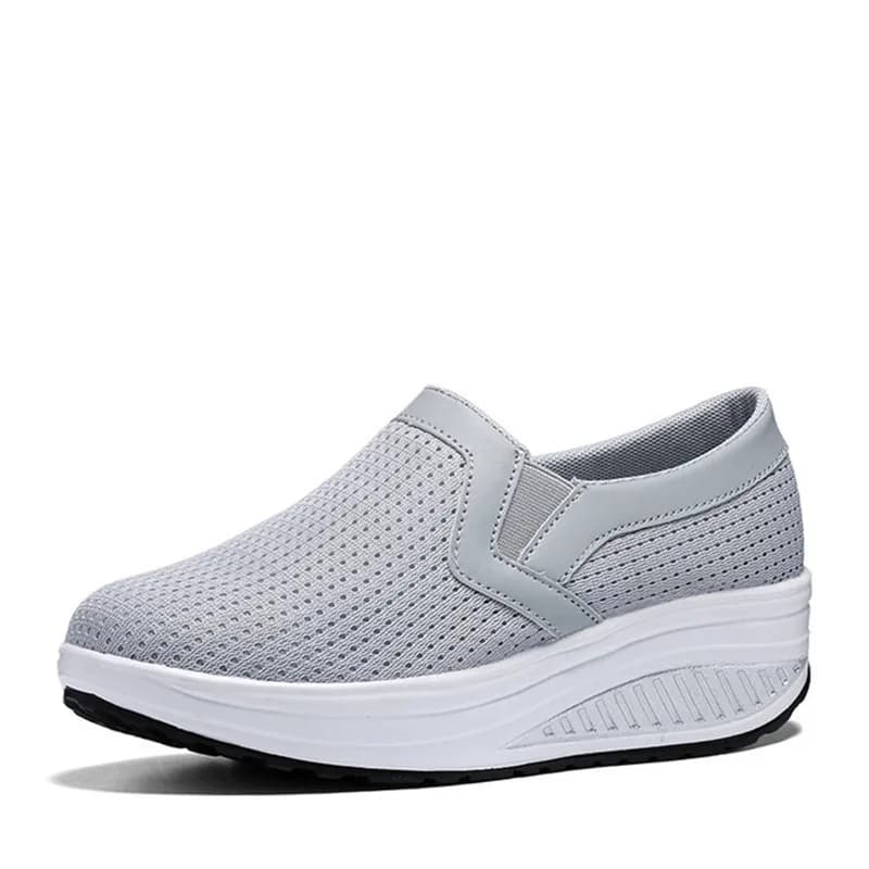 Scarpe da donna estive traspiranti in rete, casual, con zeppa, vulcanizzate, comode, slip-on, mocassini, taglie grandi 35-43, tenis
