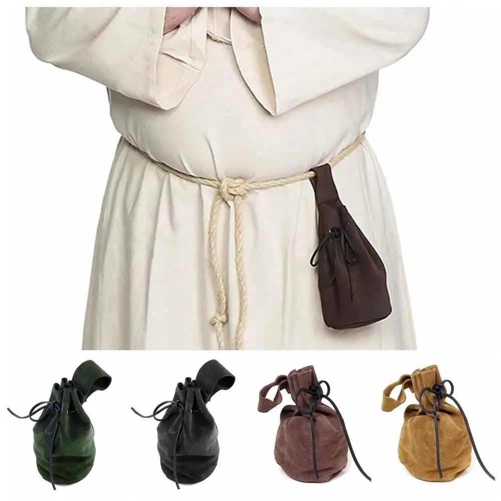Costume Accessories Leather Drawstring Bag Medieval Vintage Belt Pouch Coin Bag Cosplay Costumes