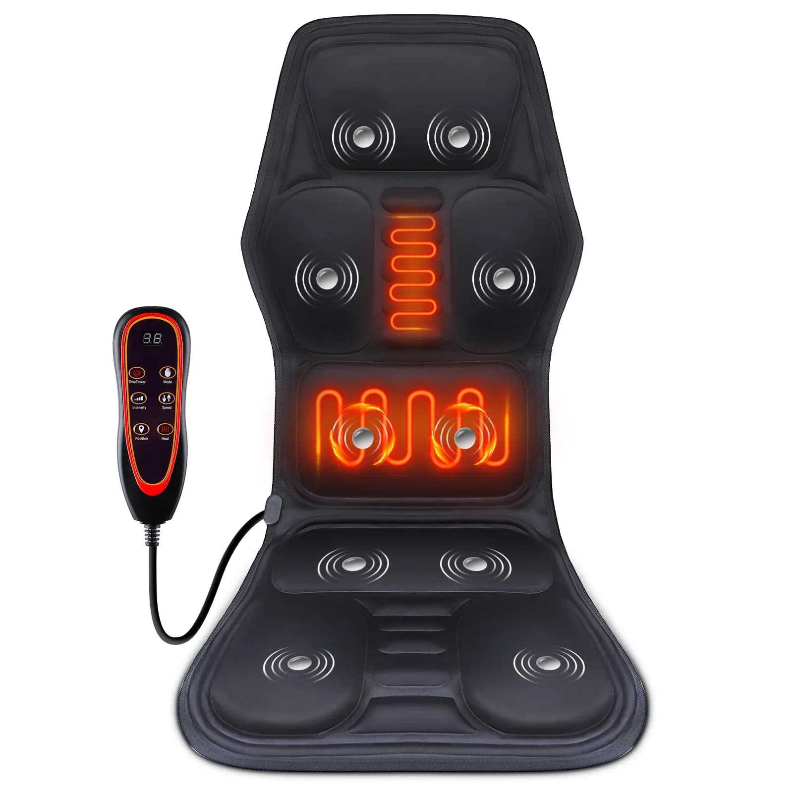 Massaggiatore Elettrico per Schiena con Infrarossi, Cuscino Massaggiante per Tutto il Corpo, Riscaldante e Vibrante, per Auto, Casa, Ufficio, Materasso Lombare e Cervicale