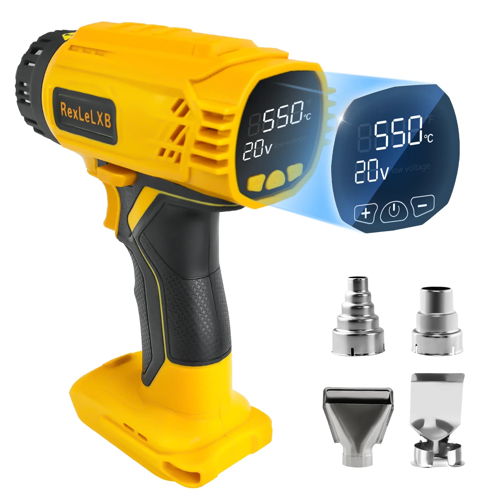 400W 550 ℃ Pistola termica a batteria per batteria Dewalt da 20 V con display digitale LCD Pistola ad aria calda per tubi termoretraibili (senza batteria)
