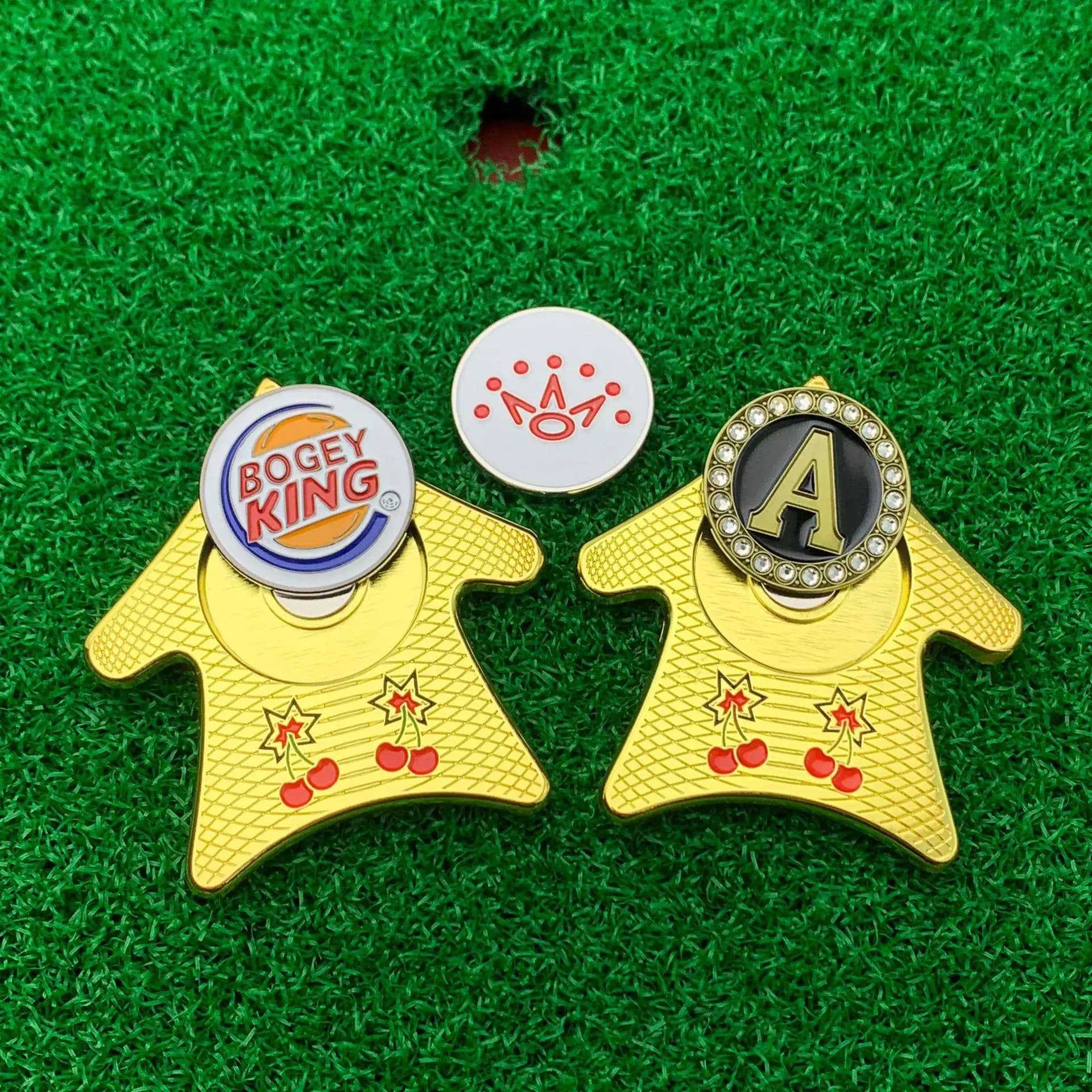 In Stock Golf Ball Alignment Tool Magnetic Ball Marker Metal Enamel Golf Putting Positioner Training Practice Accessory