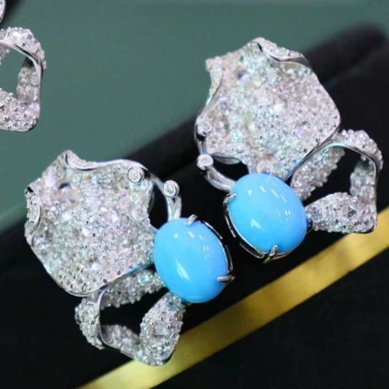 KQDANCE Orecchini a forma di farfalla in argento sterling 925 di lusso con turchese blu per gioielleria raffinata da donna
