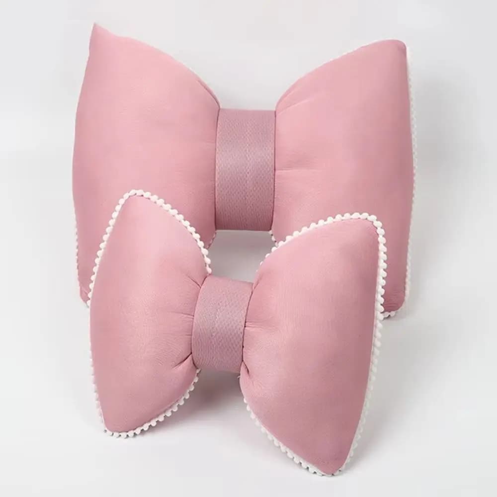 Bellissimo poggiatesta automatico Bowknot, traspirante, anti-fatica, cuscini per la vita dell'auto, cuscino ergonomico in seta ghiacciata per le donne
