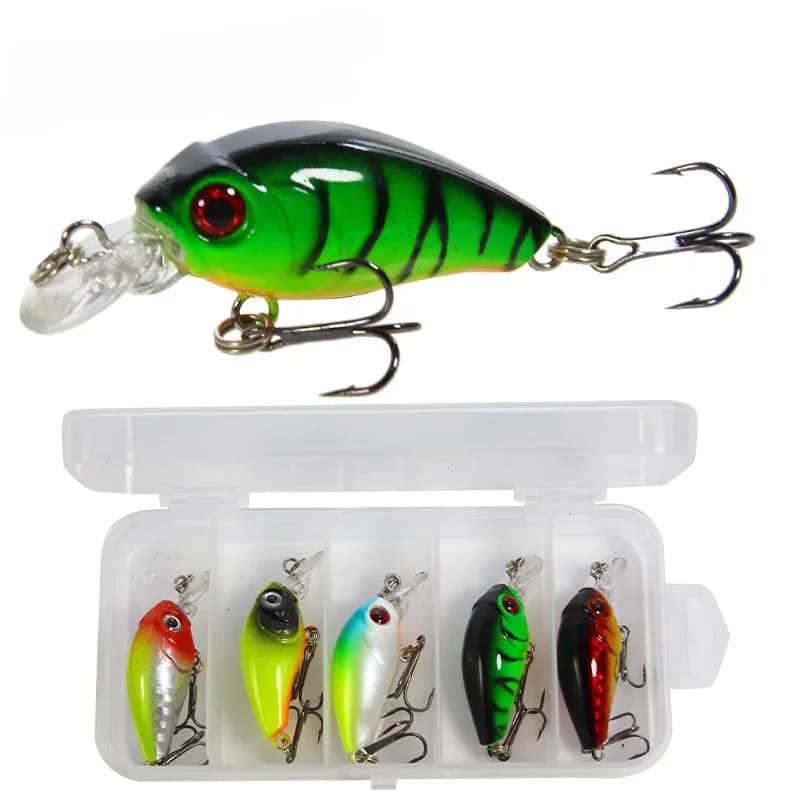 Set of 5 pieces fishing baits, box for equipment with hard bait Crankbait, swinging lipless baits for trout fresh and salt water bass