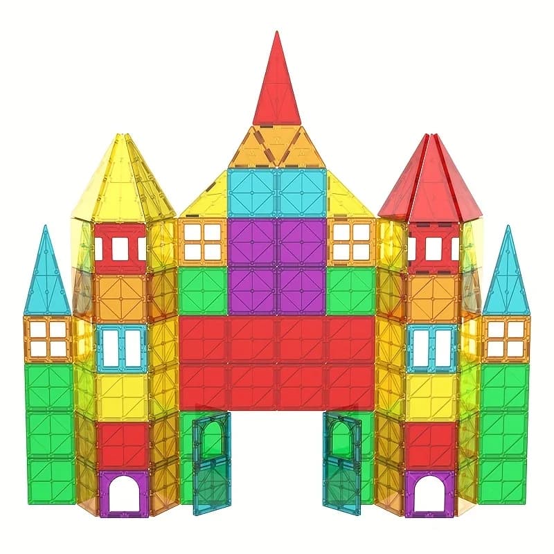 Set di Blocchi Magnetici, Piastrelle Magnetiche, Fogli Magnetici, Puzzle da Costruzione per Bambini e Bambine, Giocattoli Montessori, Regali