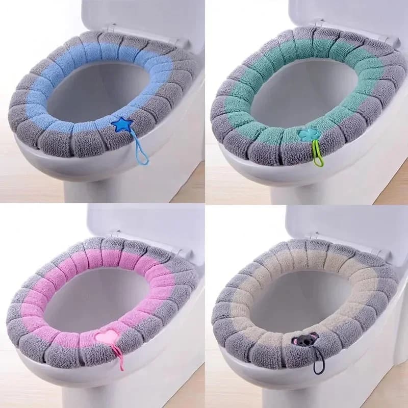 Caldo coprisedile per WC, confortevole, spesso, lavorato a maglia, a forma di O, universale, lavabile, per bagno, cuscino per WC, tappetino per sgabello