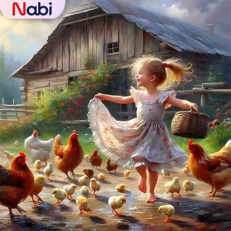 Nabi Diamond Mosaic Girl Portrait DIY Diamond Painting Chicken SuitNabile For Beginners Embroidery Farm Handicraft